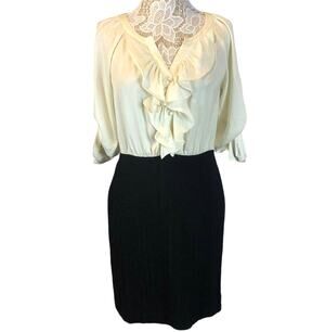 NWT Loft dress, ruffled blouse and skirt attached black & white size 6